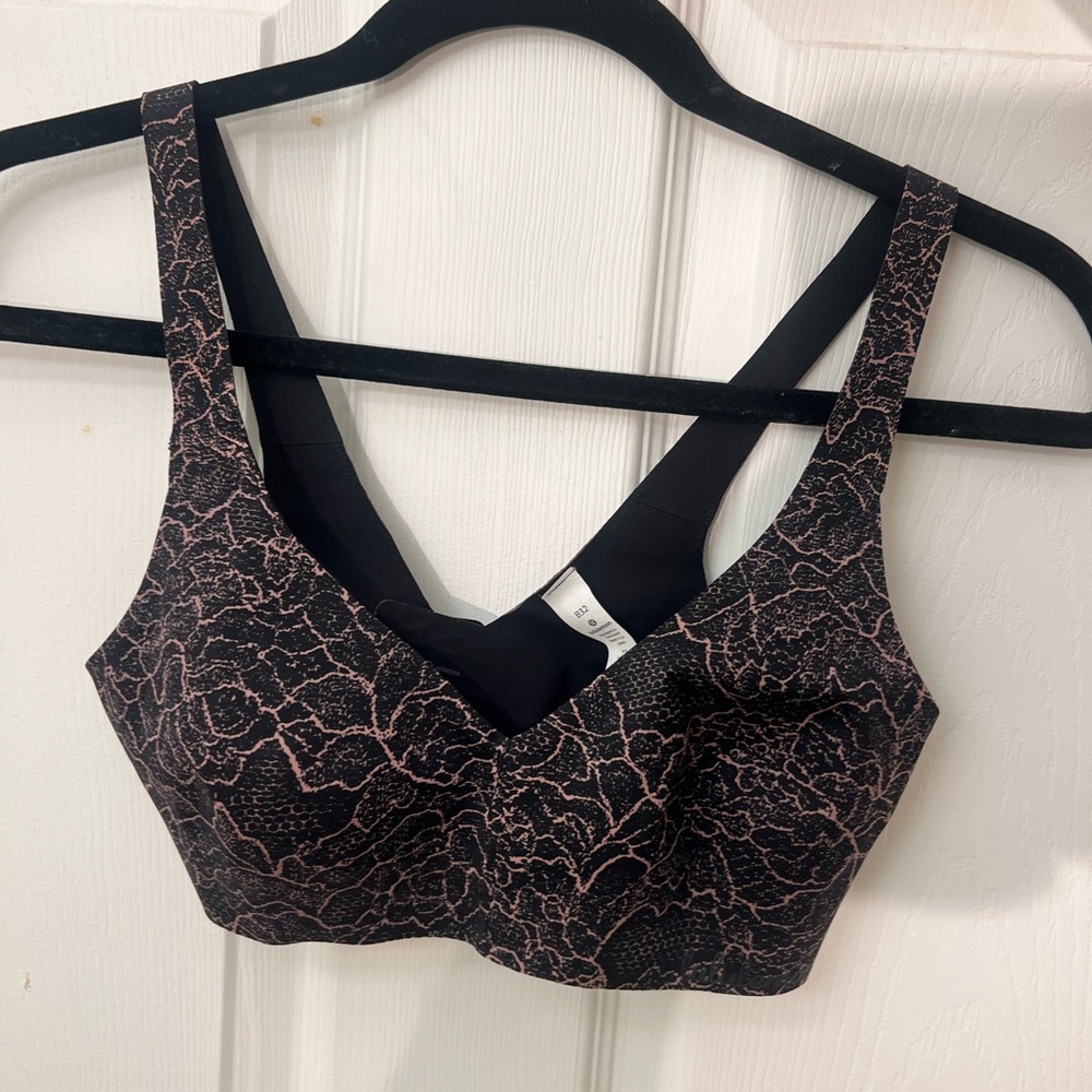 Lululemon Like Nothing Bra: Patterned Black and Pink Bra NEVER WORN